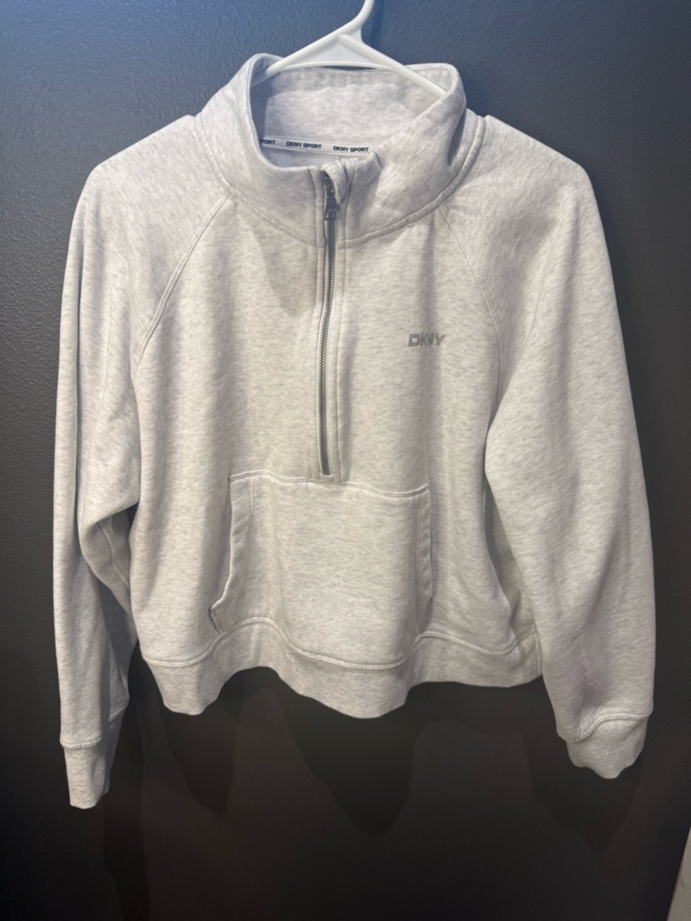 DKNY Light Gray Cowl Half-Zip Sweatshirt